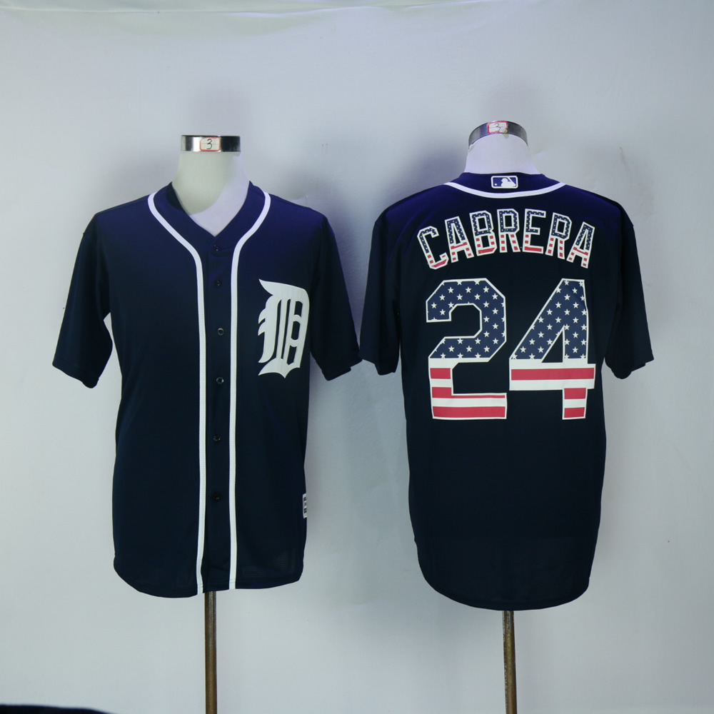 Men Detroit Tigers 24 Cabrera Blue National flag MLB Jerseys